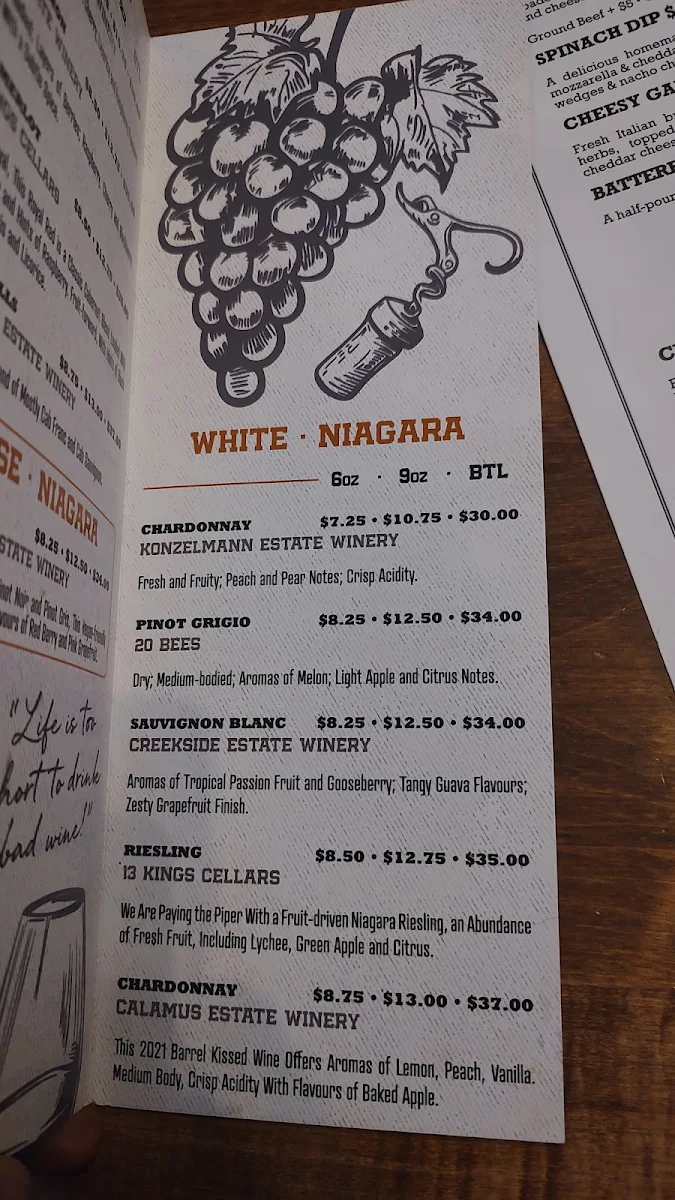 Menu, Cracker Jack's Bar & Grill