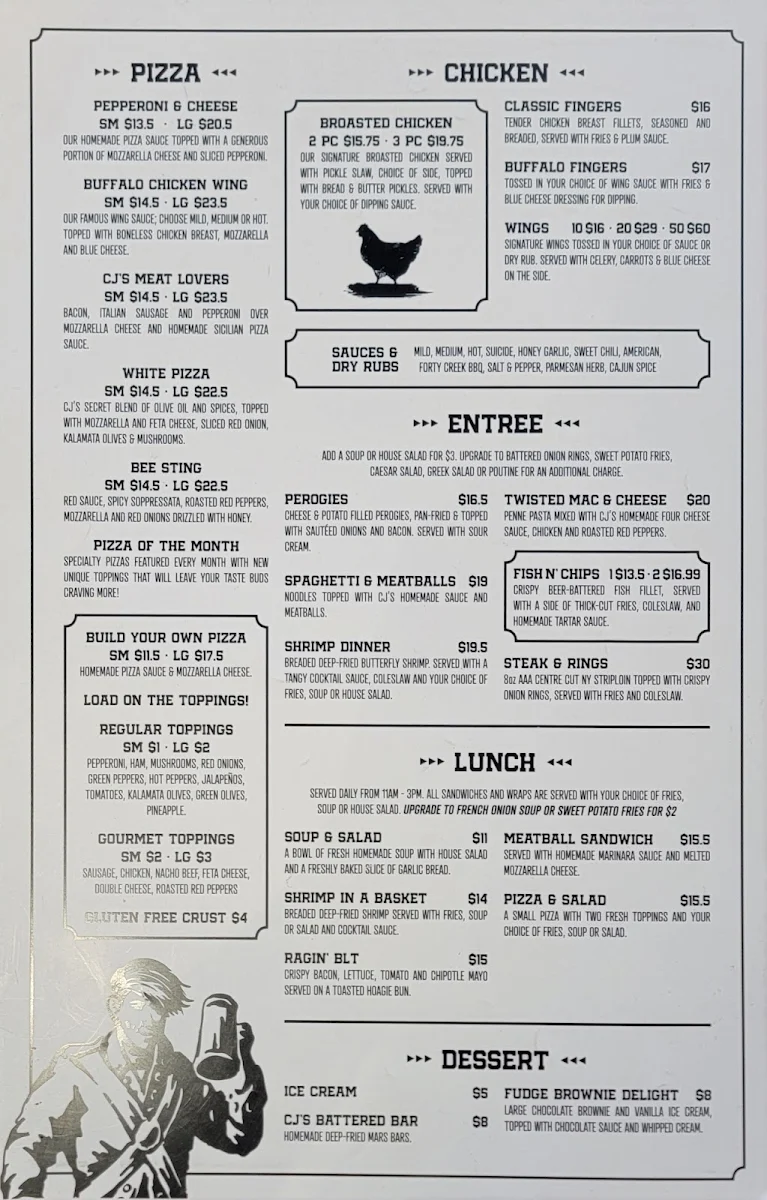 Menu, Cracker Jack's Bar & Grill