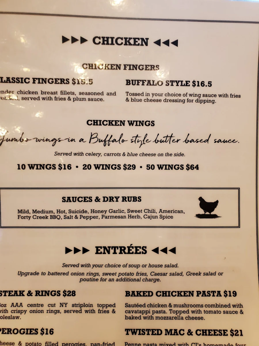 Menu, Cracker Jack's Bar & Grill