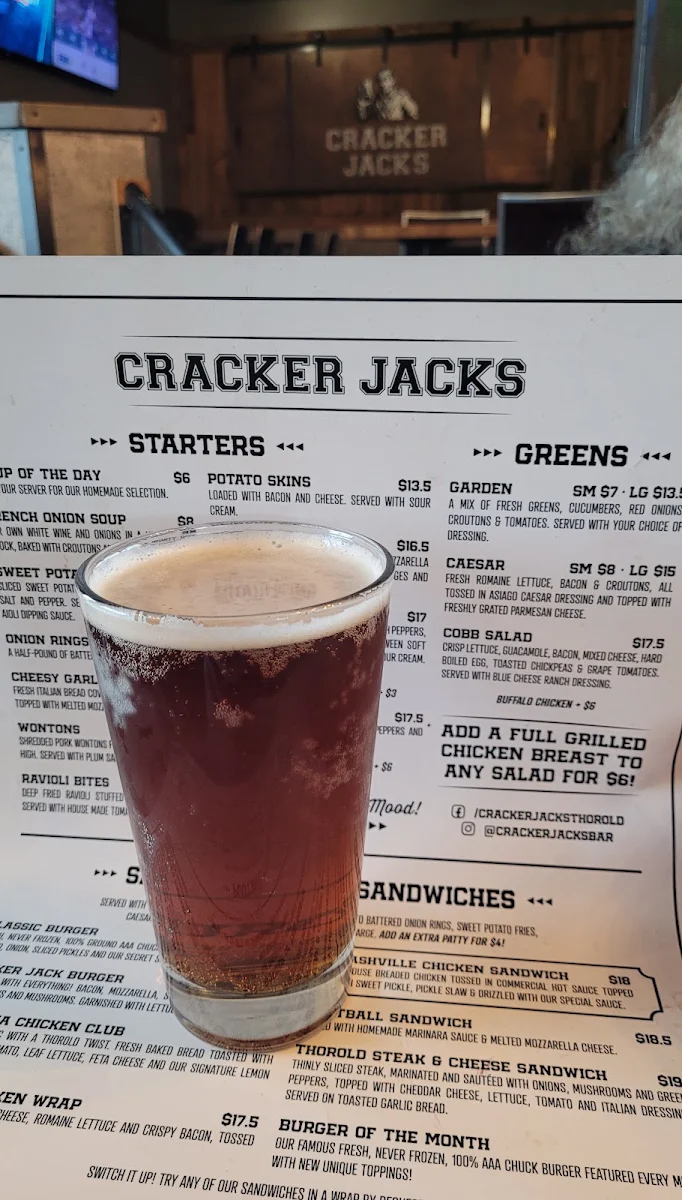 Menu, Cracker Jack's Bar & Grill