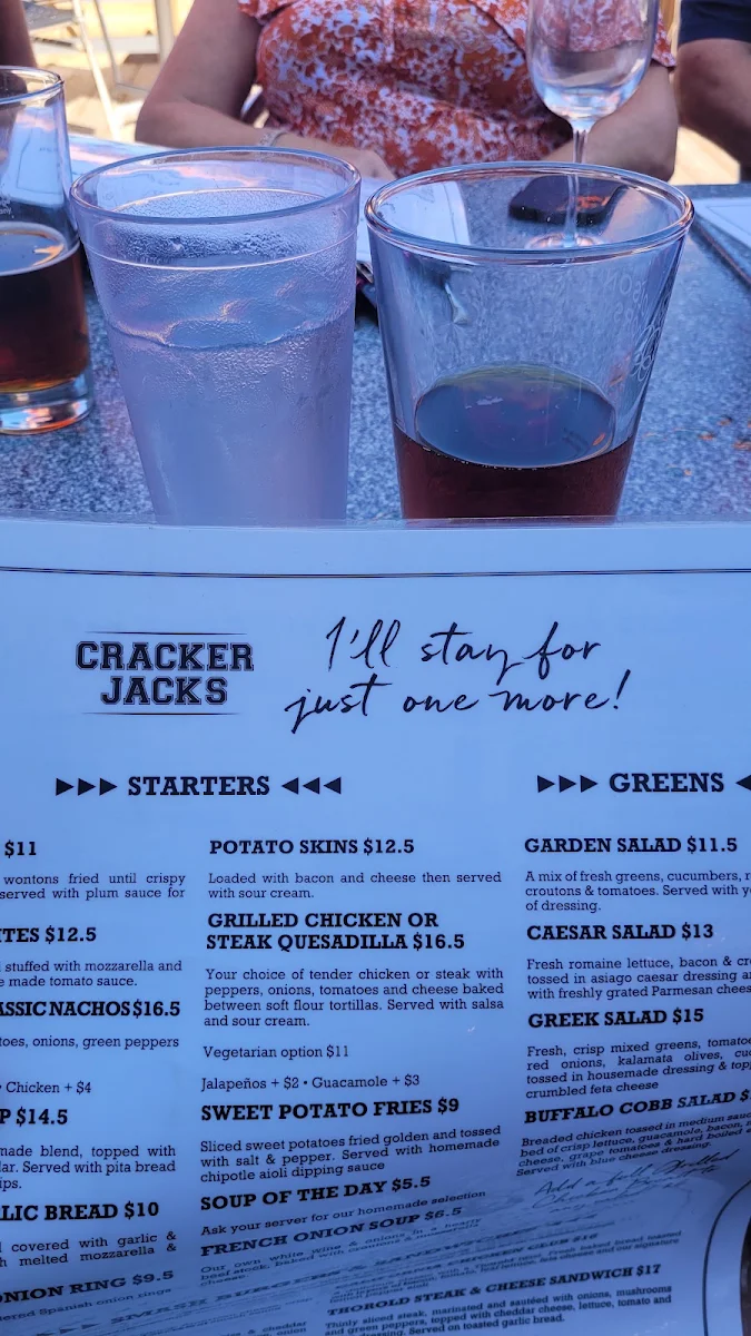 Menu, Cracker Jack's Bar & Grill