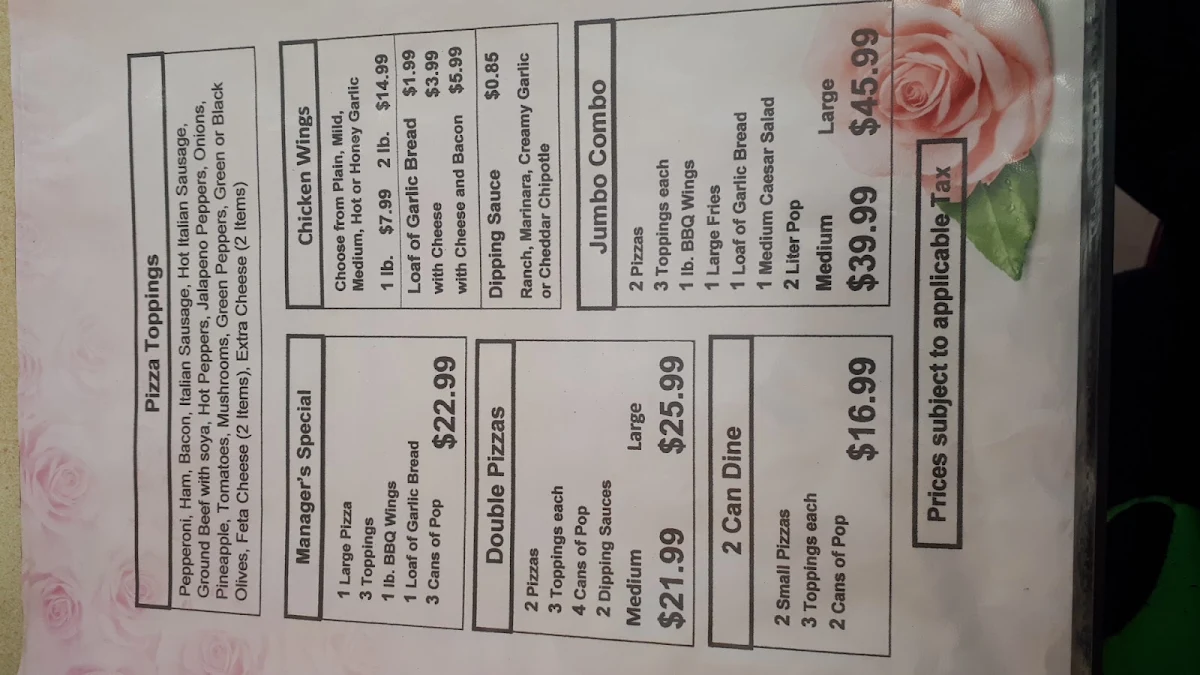 Menu, Lady Rosa Family Restaurant