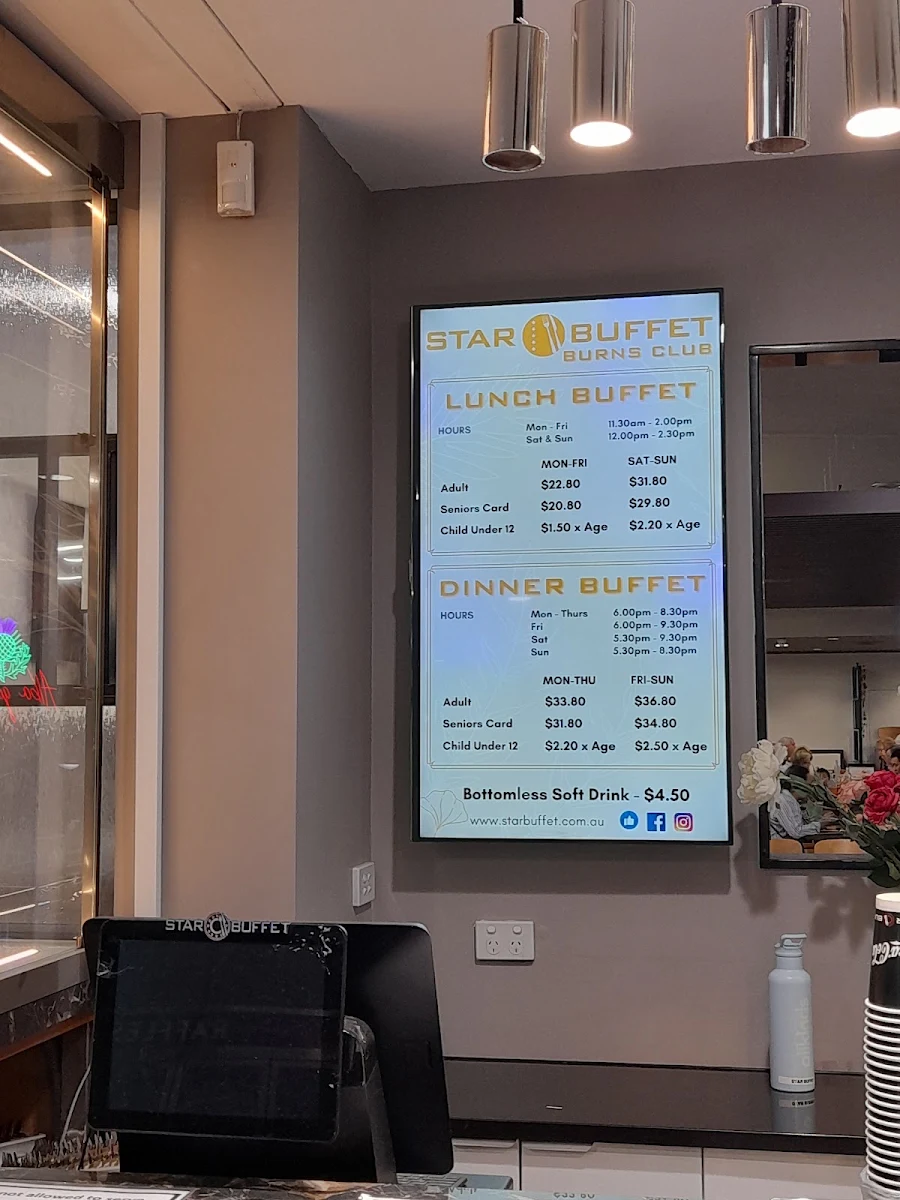 Menu, Star Buffet Canberra
