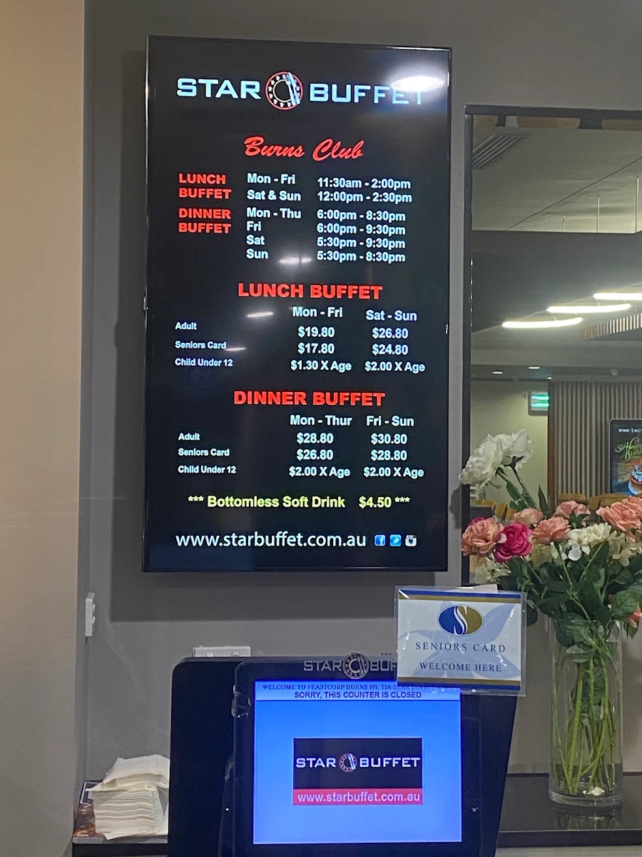 Menu, Star Buffet Canberra
