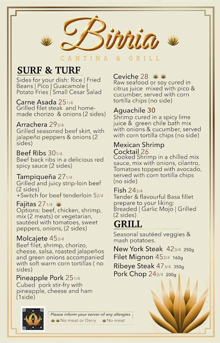 Menu, Birria Cantina