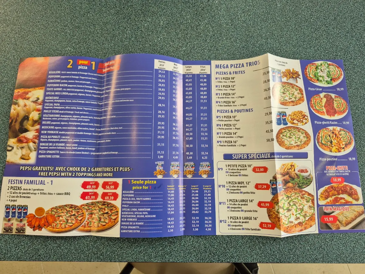 Menu, Nova Restaurant