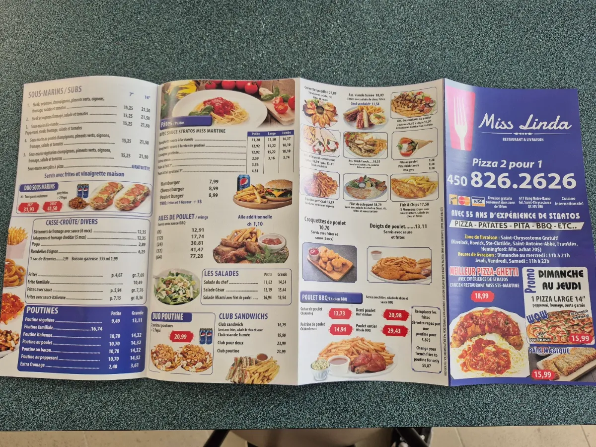 Menu, Nova Restaurant