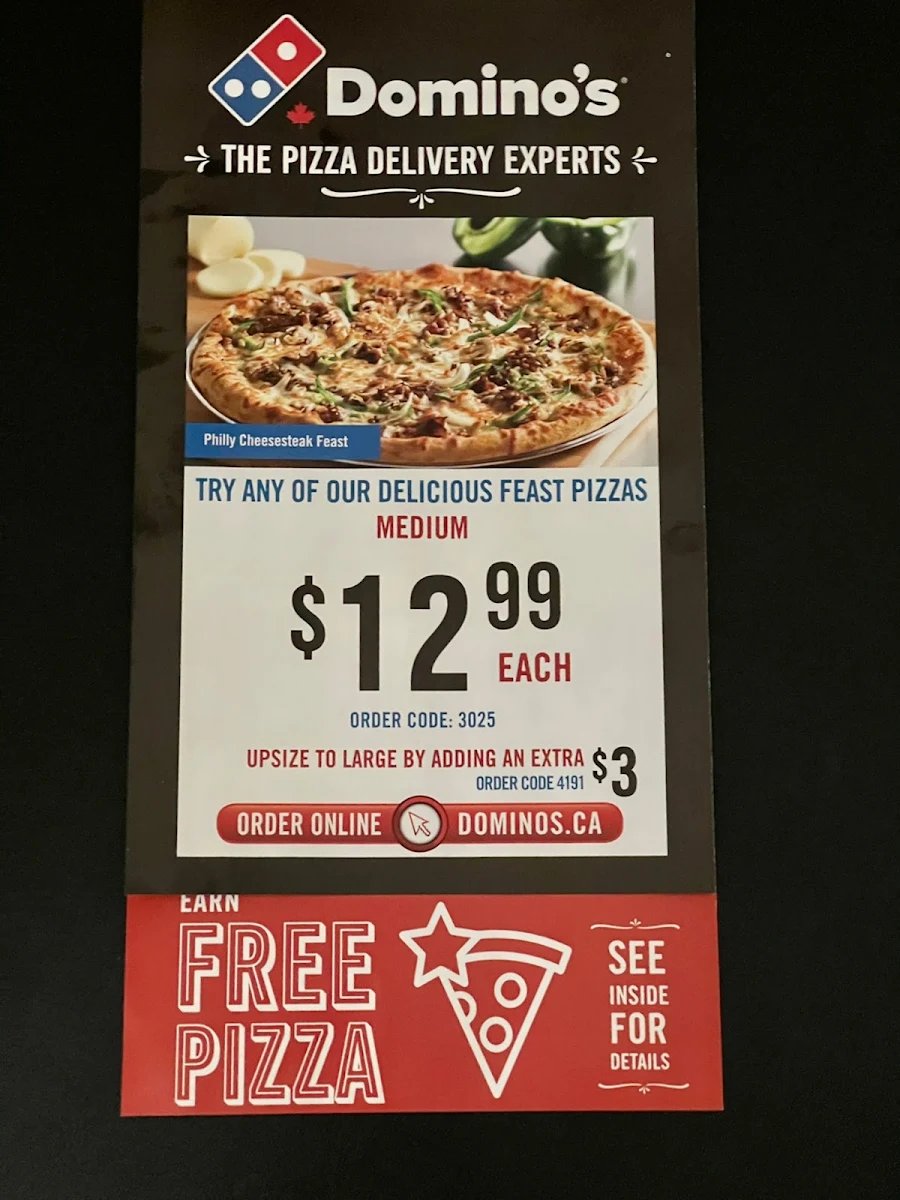 Menu, Domino's Pizza