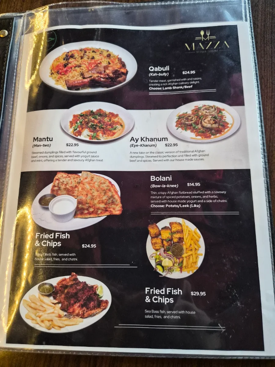 Menu, Mazza