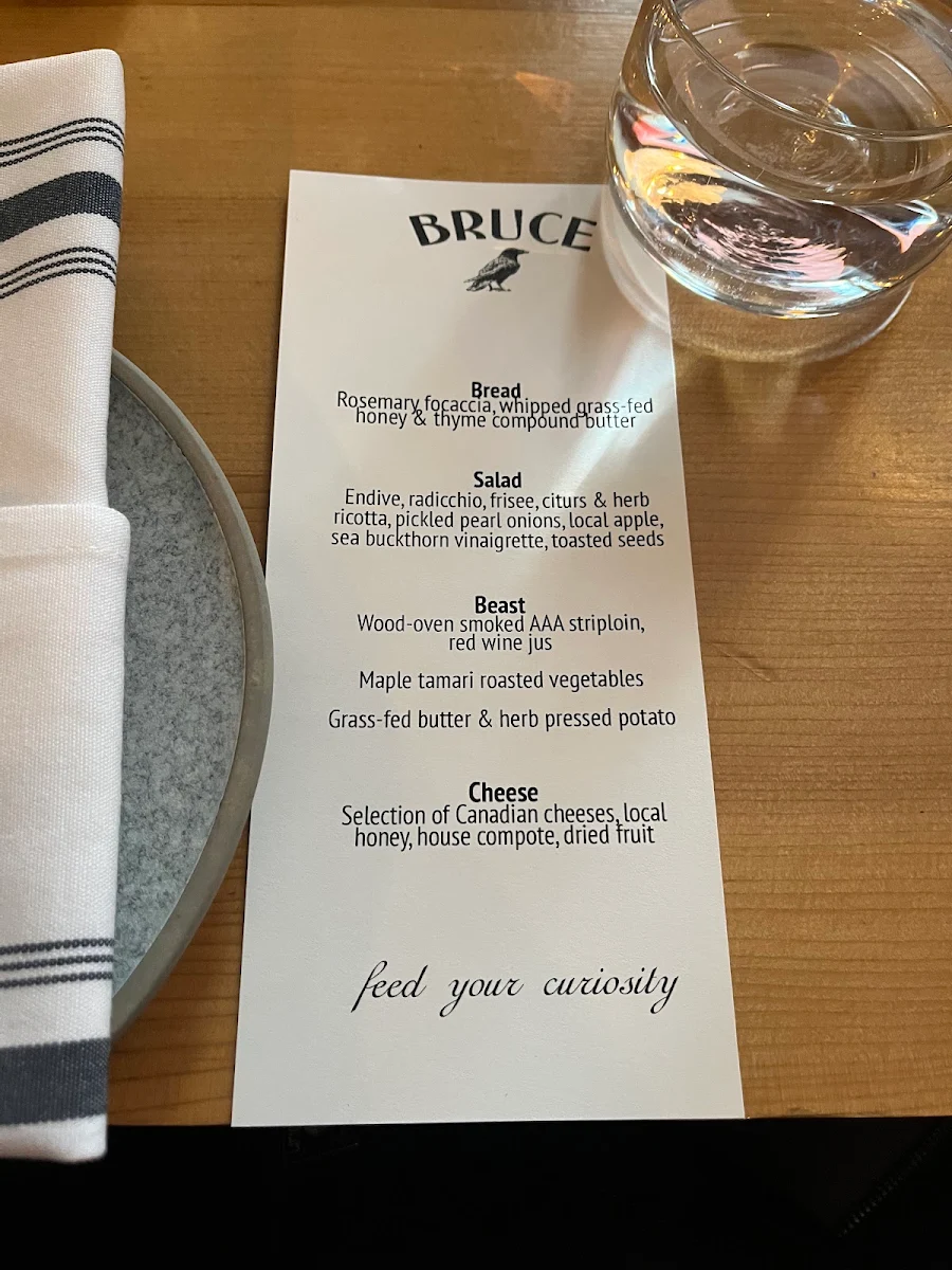 Menu, Bruce Wine Bar