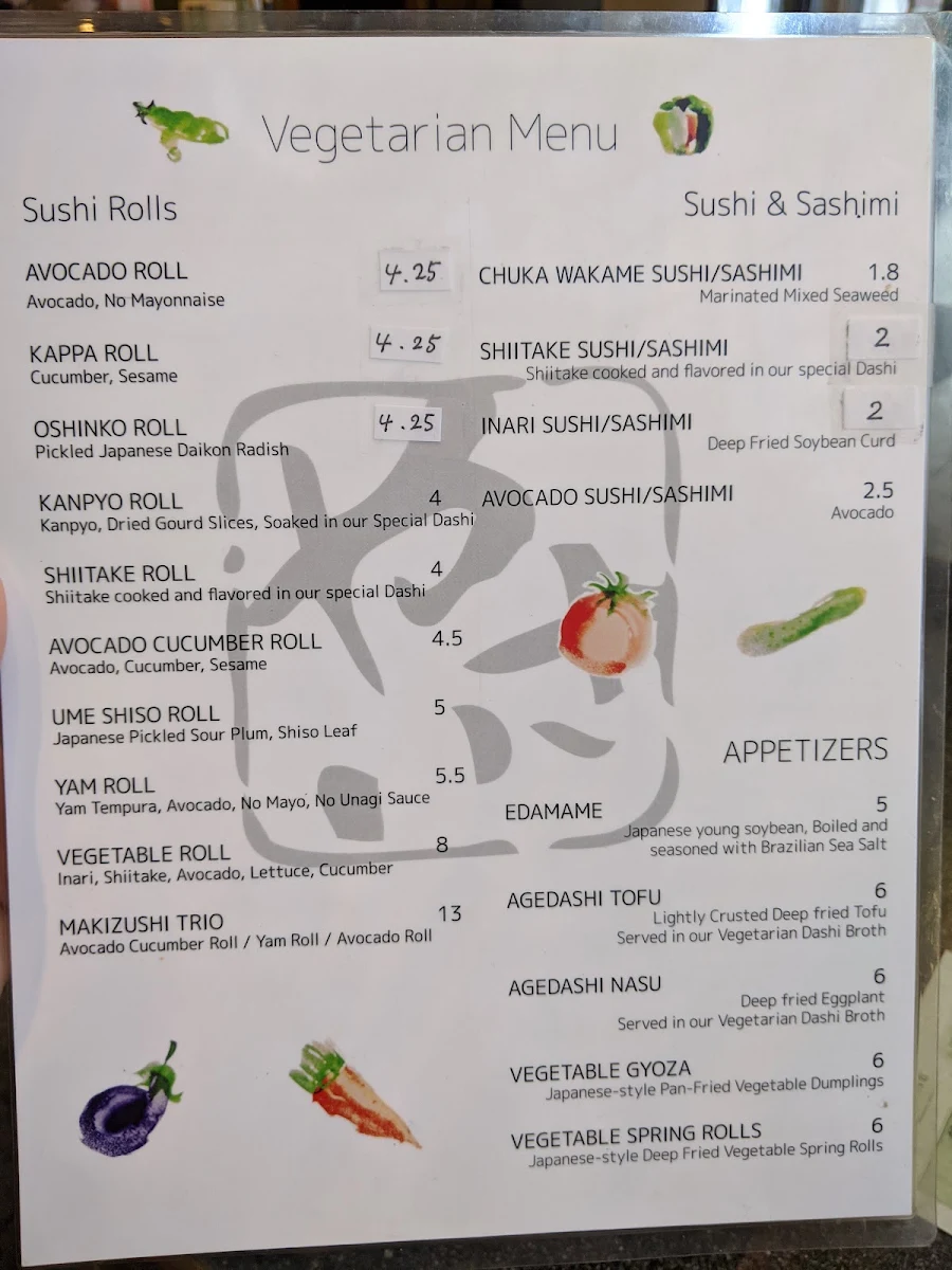Menu, Sushi Bistro Anzu