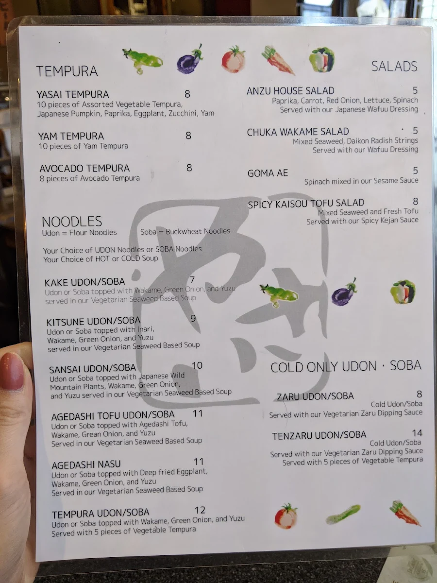 Menu, Sushi Bistro Anzu