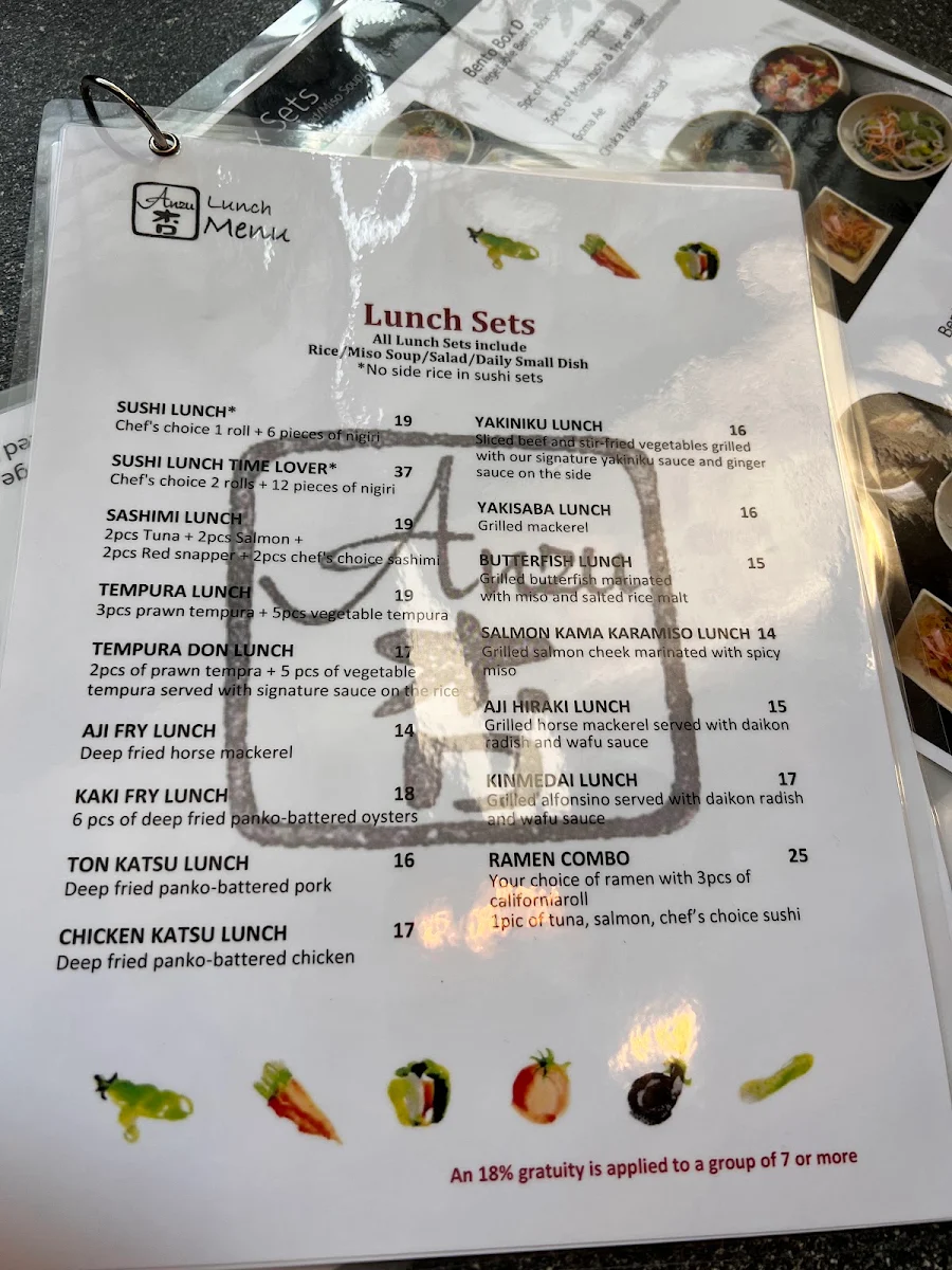 Menu, Sushi Bistro Anzu