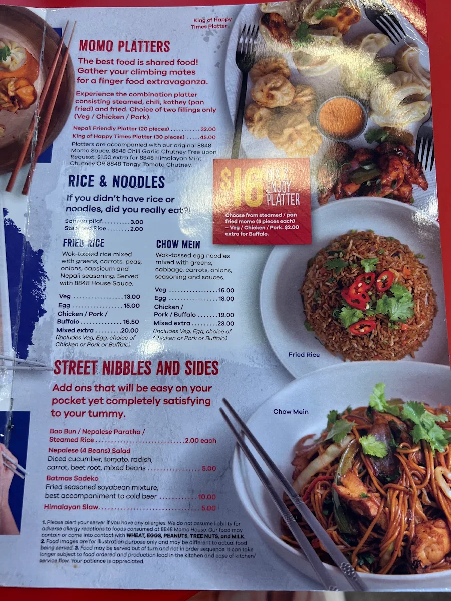 Menu, 8848 Momo House Mango hill