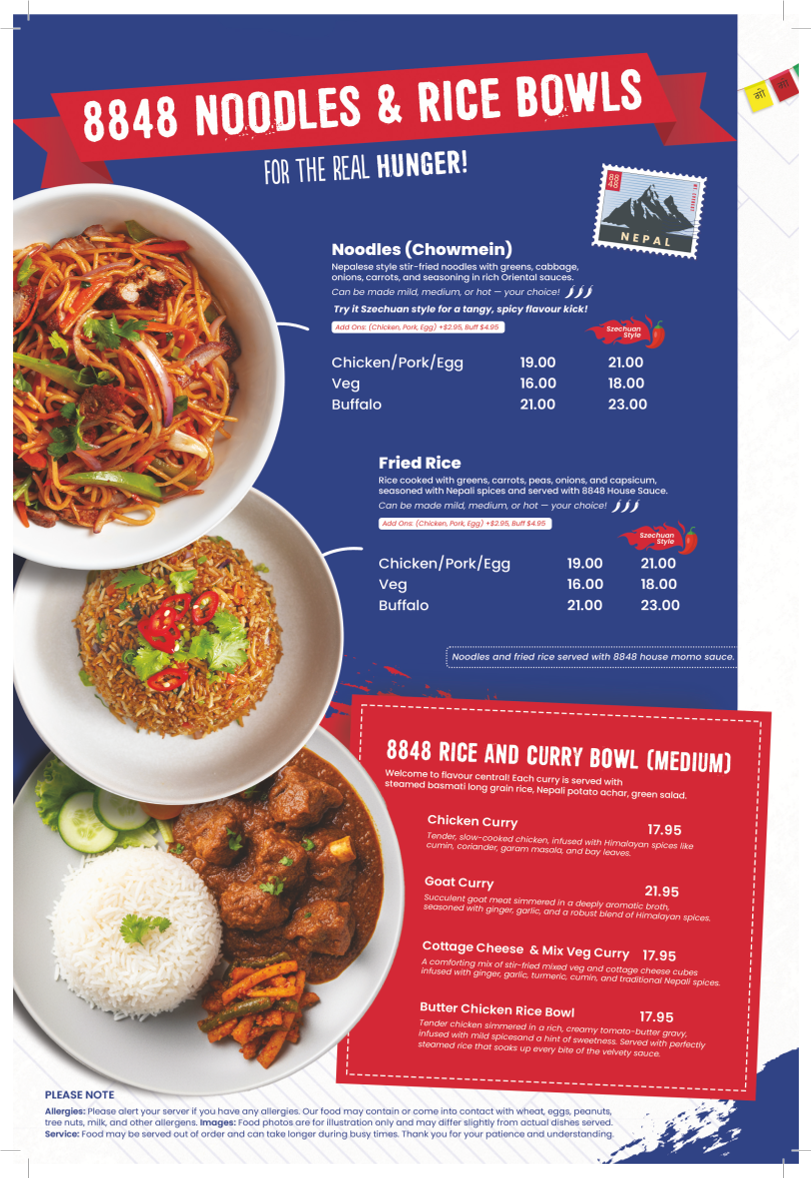 Menu, 8848 Momo House Mango hill