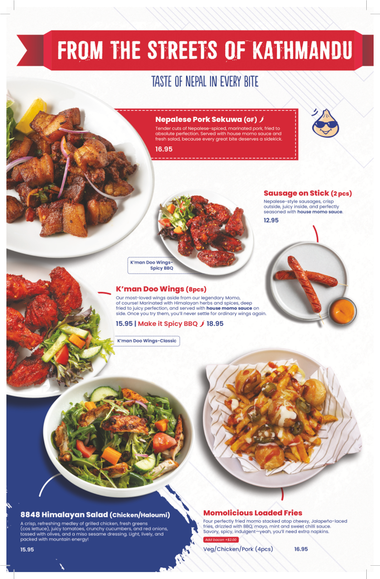 Menu, 8848 Momo House Mango hill