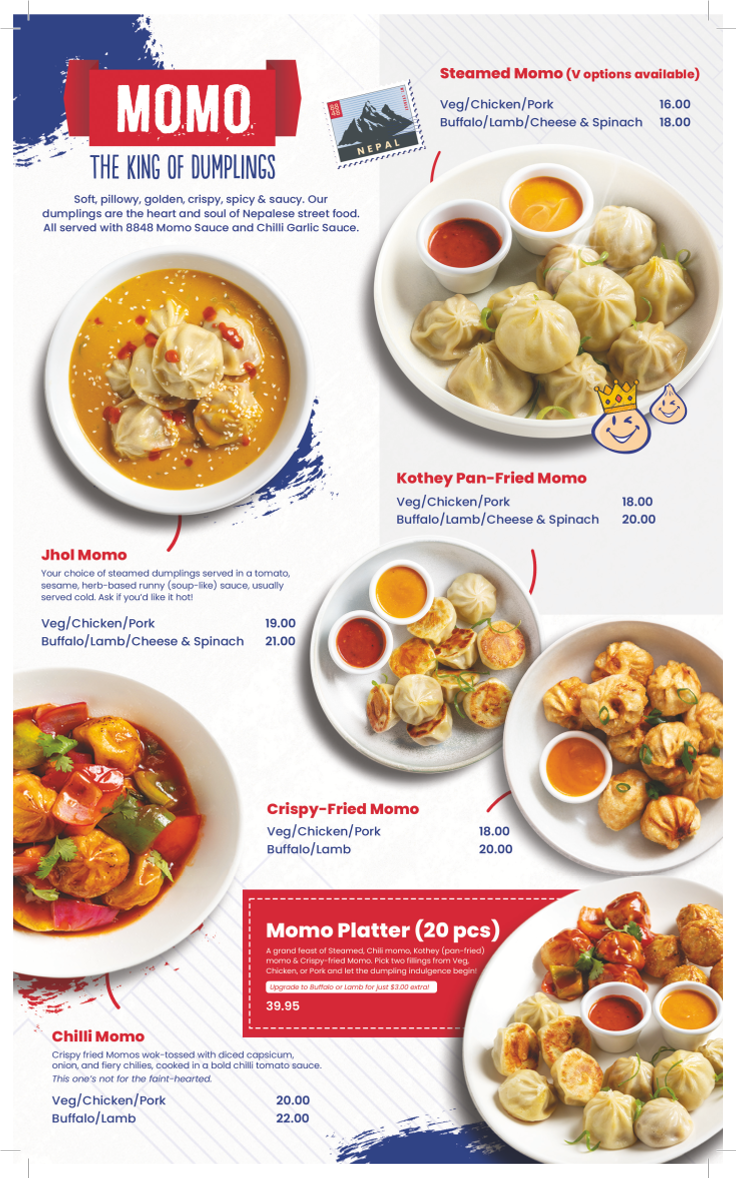 Menu, 8848 Momo House Mango hill