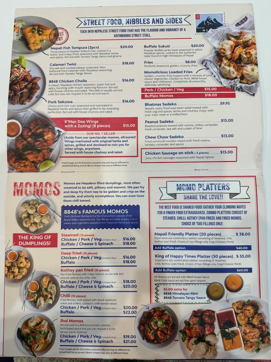 Menu, 8848 Momo House Mango hill