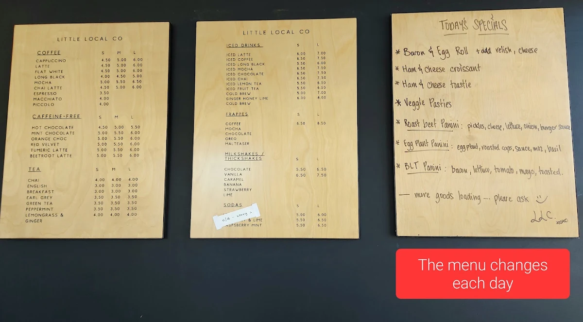 Menu, Little Local Co