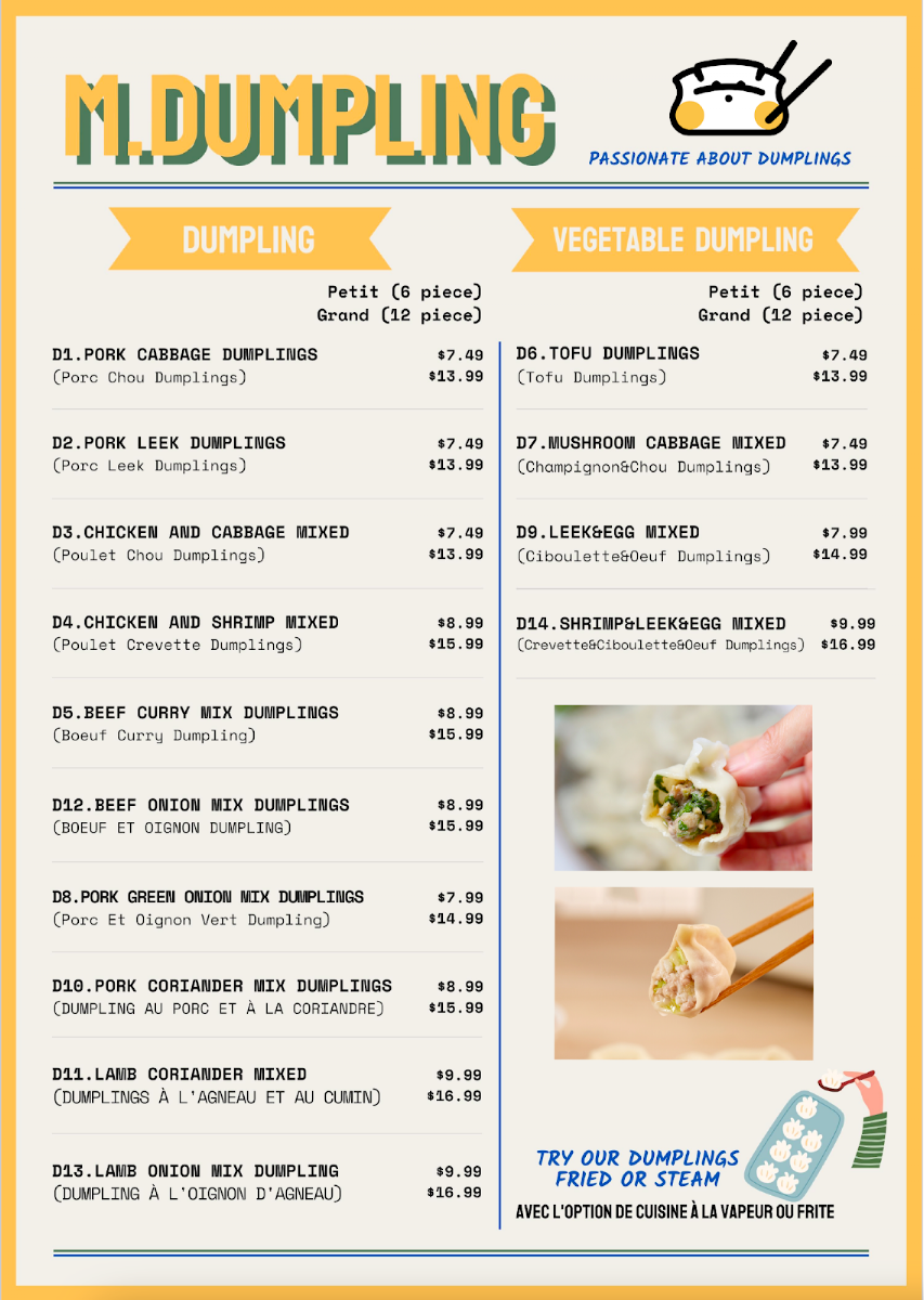 Menu, Mr. Dumpling