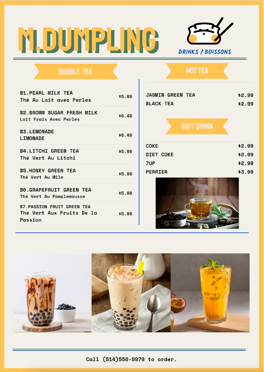 Menu, Mr. Dumpling