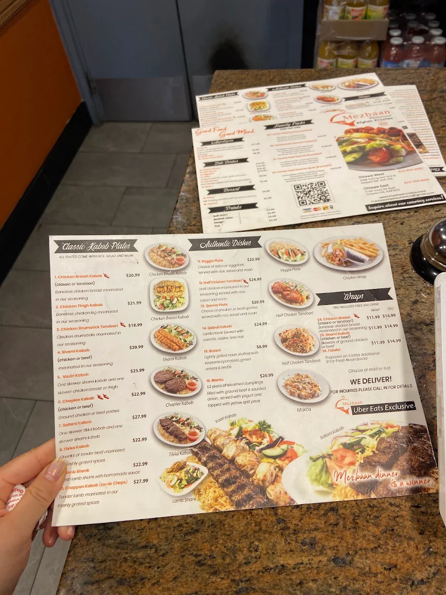 Menu, Mezbaan Restaurant