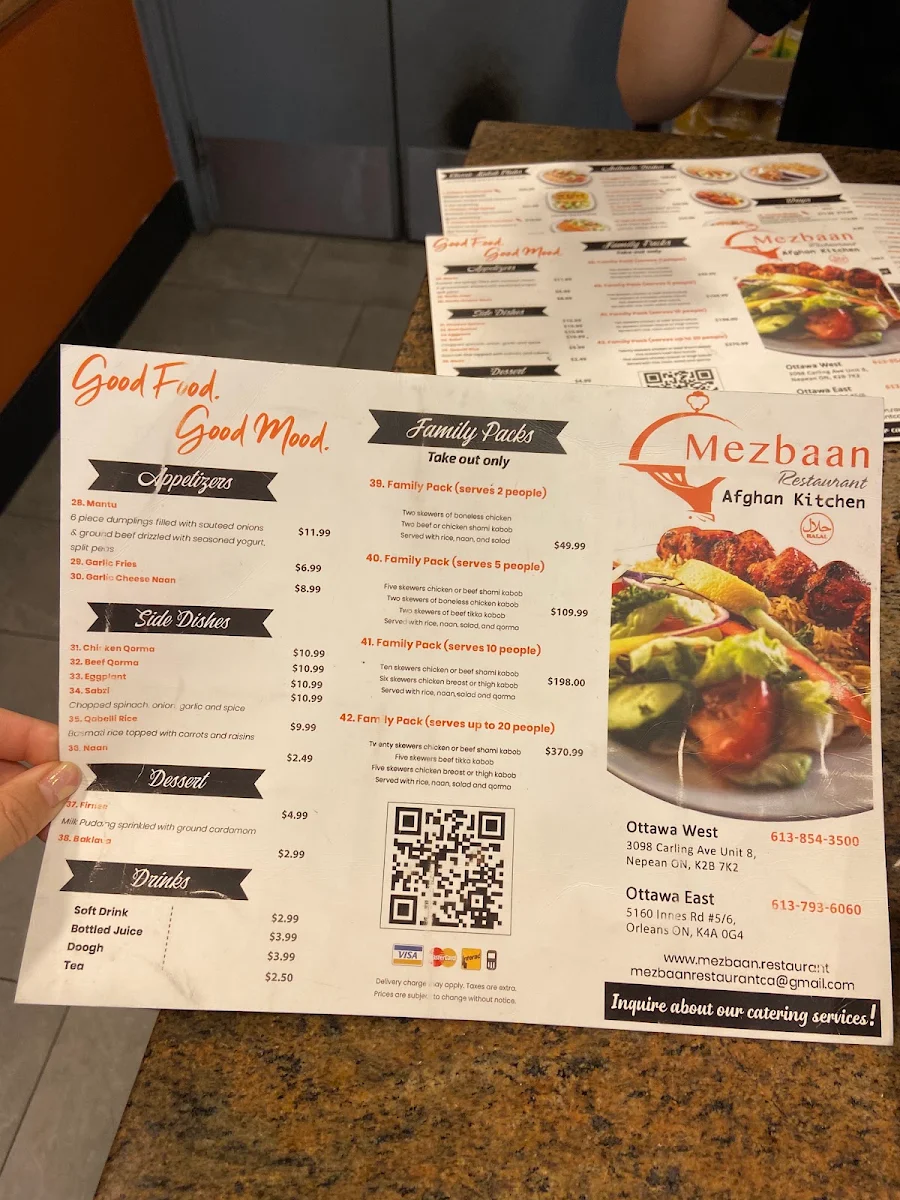 Menu, Mezbaan Restaurant