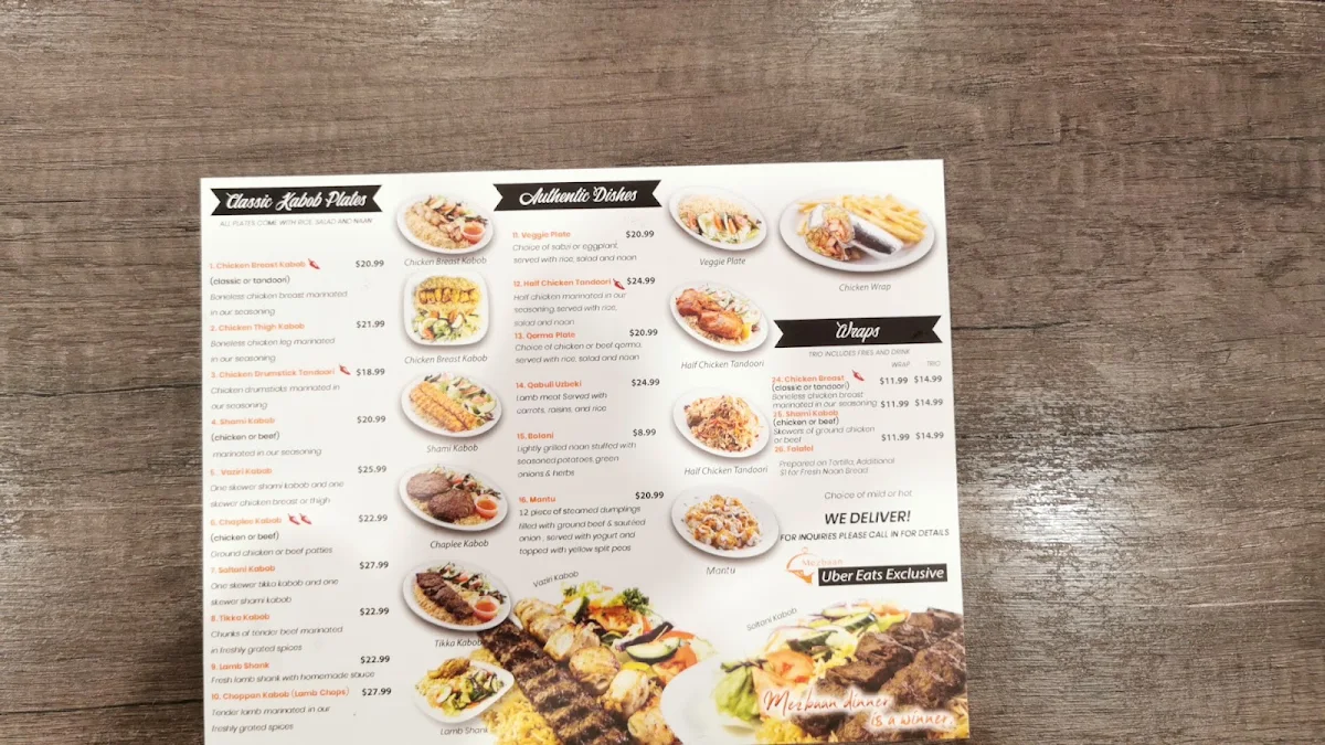 Menu, Mezbaan Restaurant