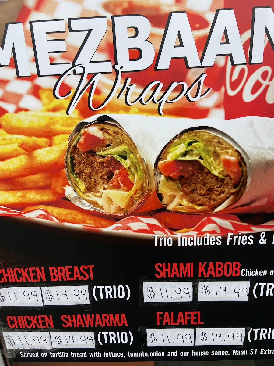 Menu, Mezbaan Restaurant