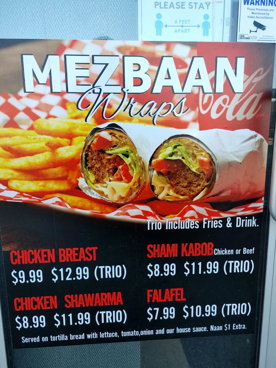 Menu, Mezbaan Restaurant