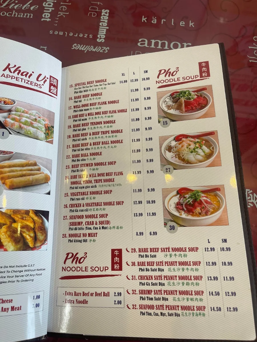 Menu, Vietnam Palace Grill & Noodle House