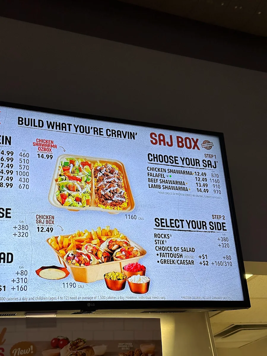 Menu, Osmow's Shawarma