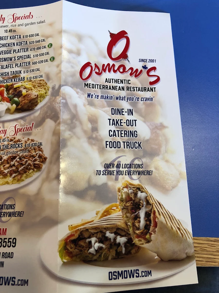 Menu, Osmow's Shawarma