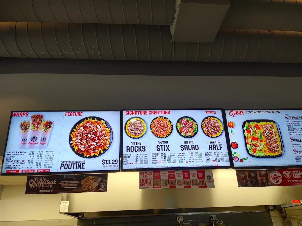 Menu, Osmow's Shawarma