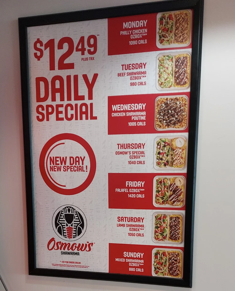 Menu, Osmow's Shawarma