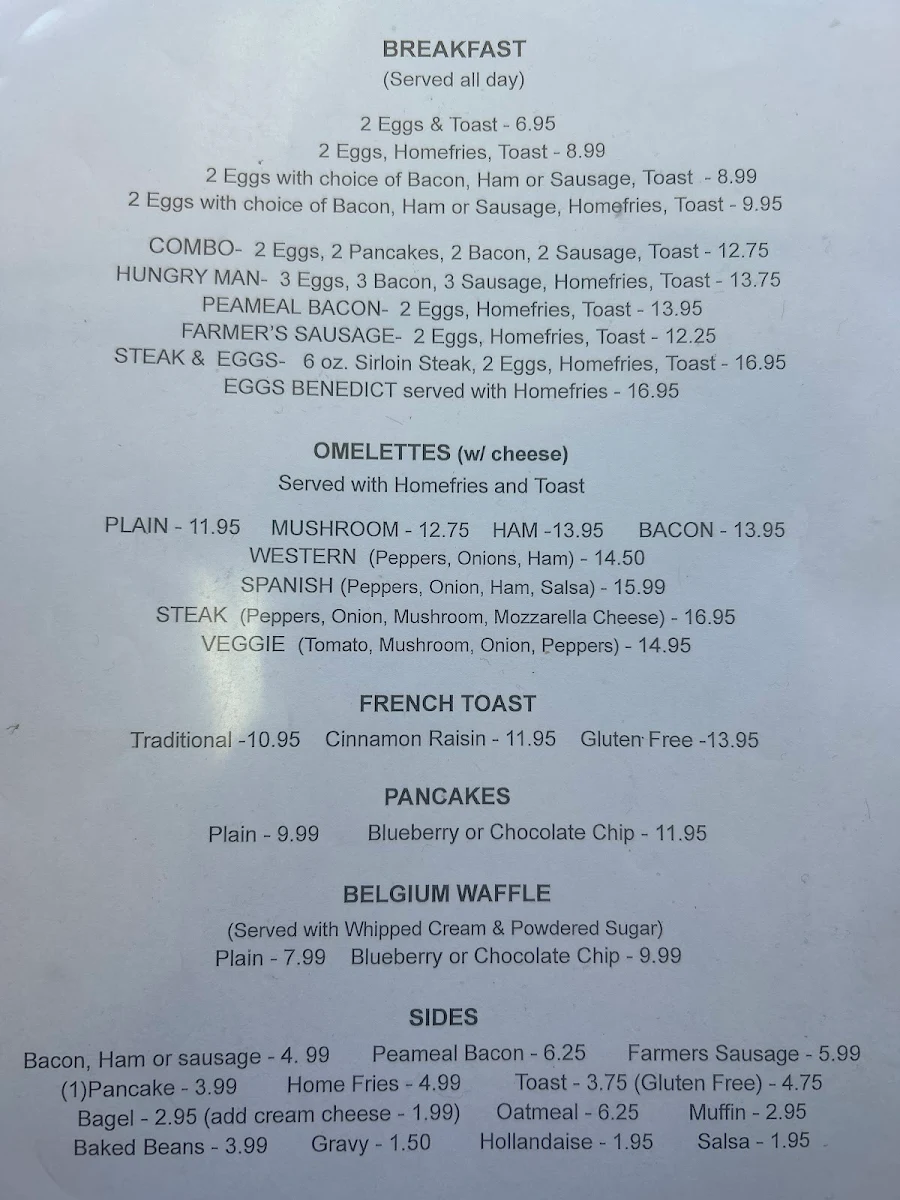 Menu, Downtown Diner