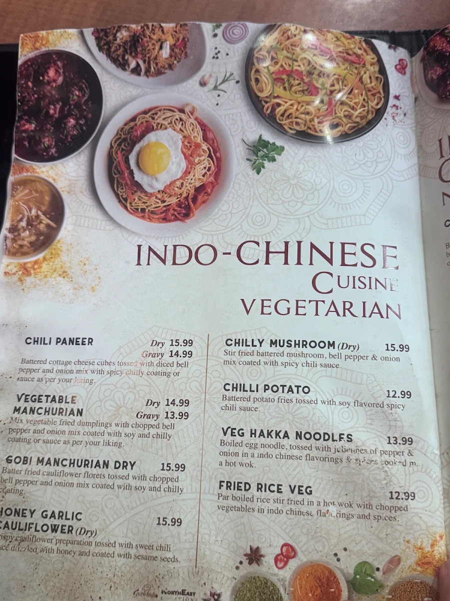 Menu, Guru india restaurant