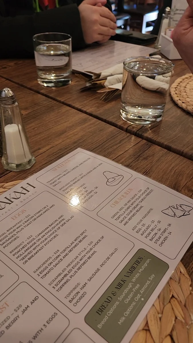 Menu, Berakah Breakfast and Brunch