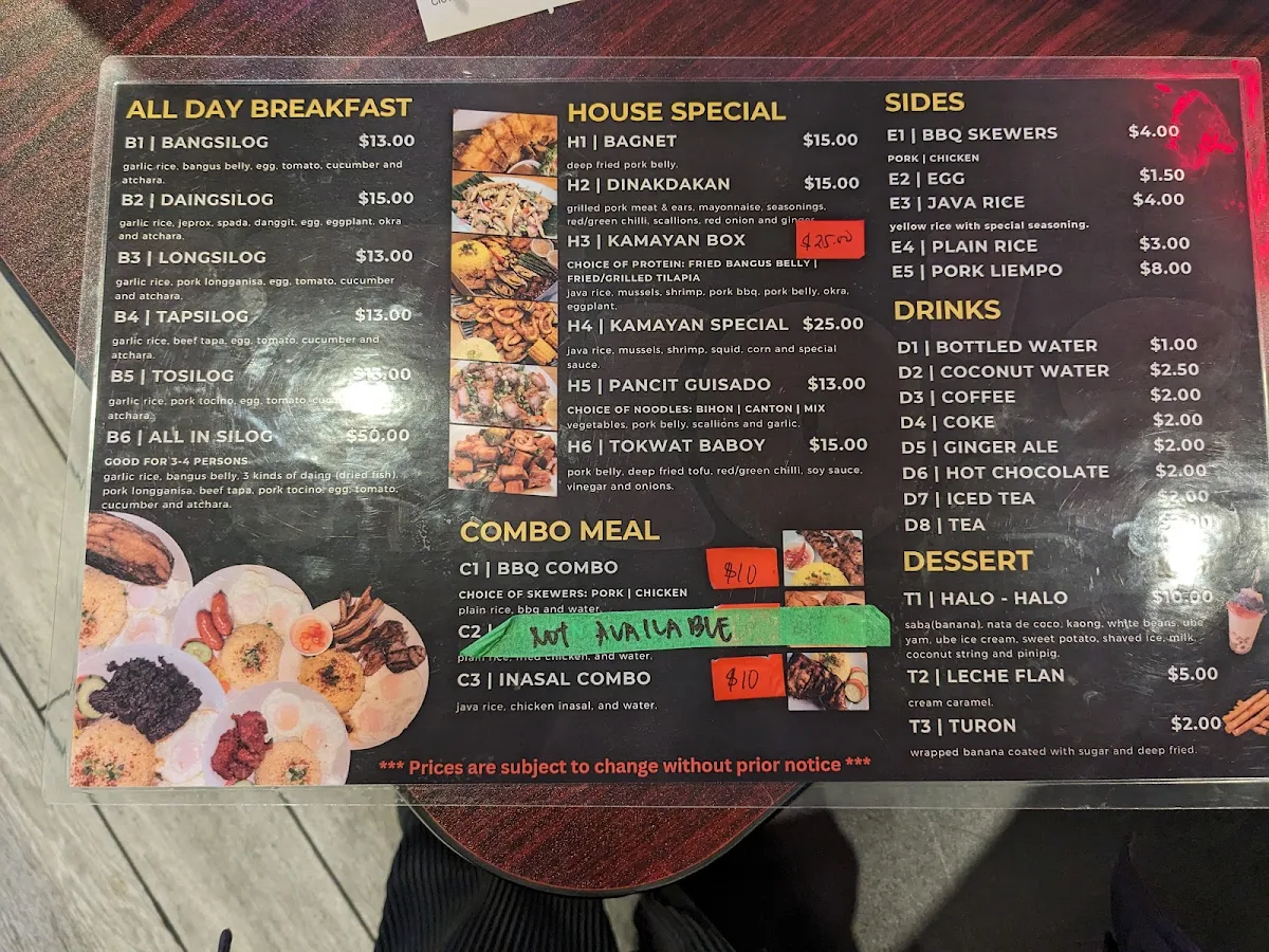 Menu, Kiko's