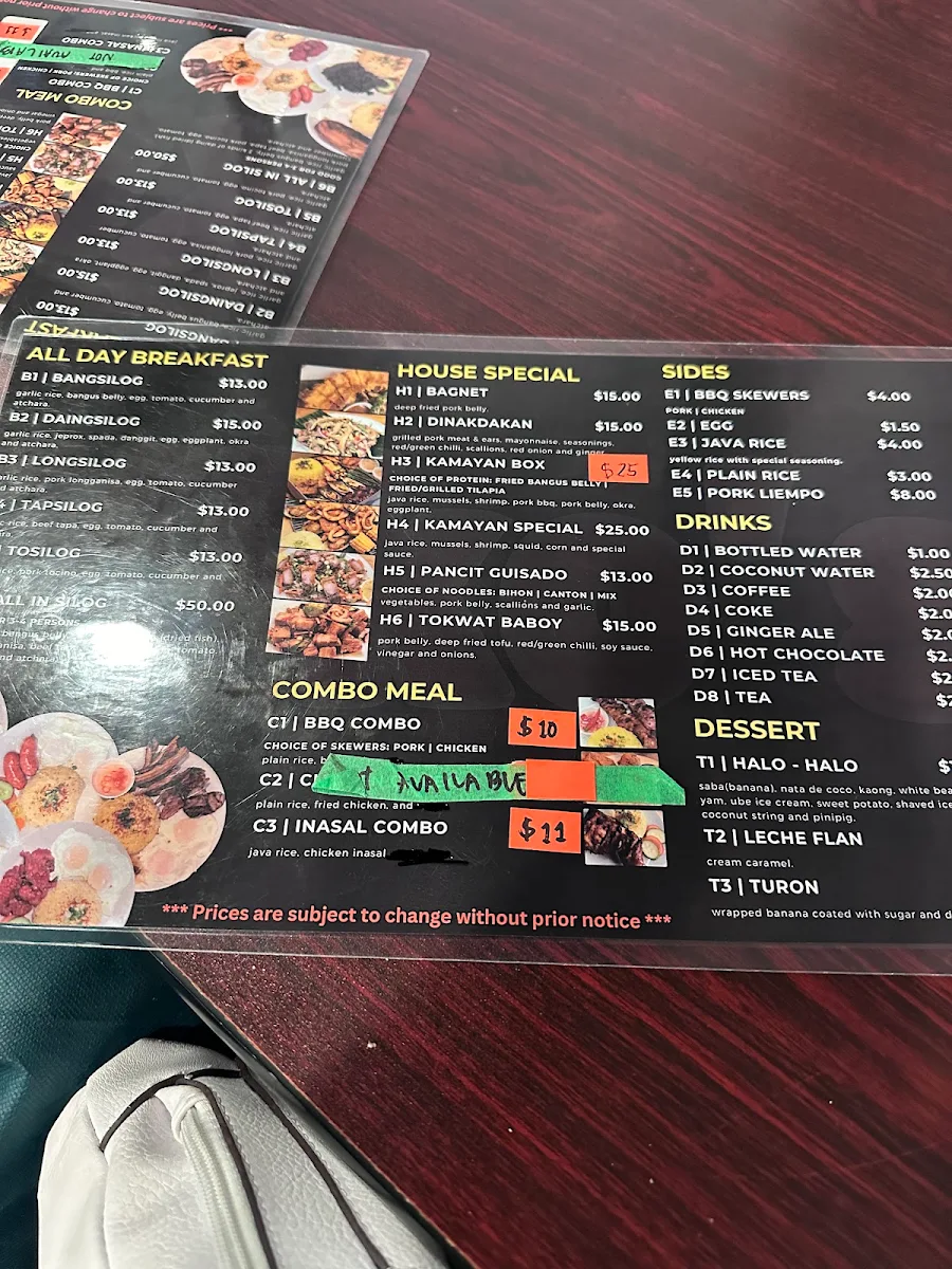 Menu, Kiko's