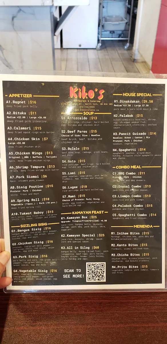 Menu, Kiko's
