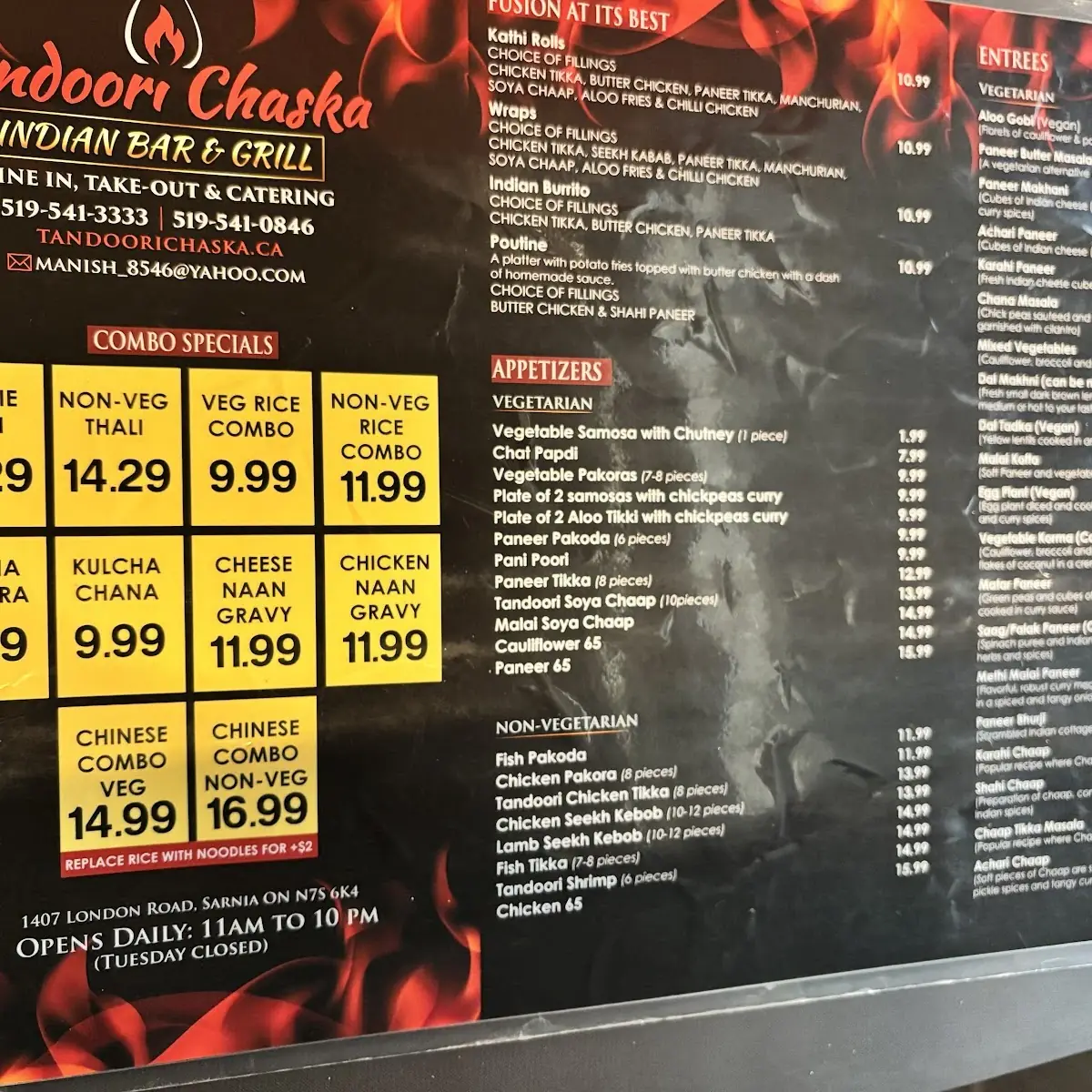Menu, Tandoori Chaska