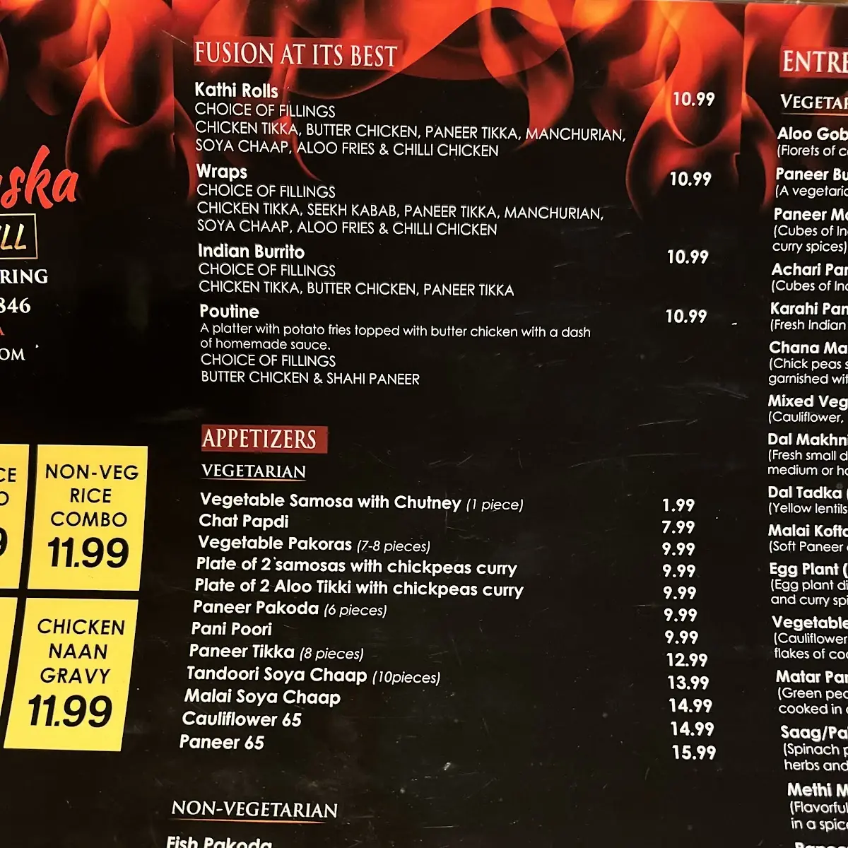 Menu, Tandoori Chaska