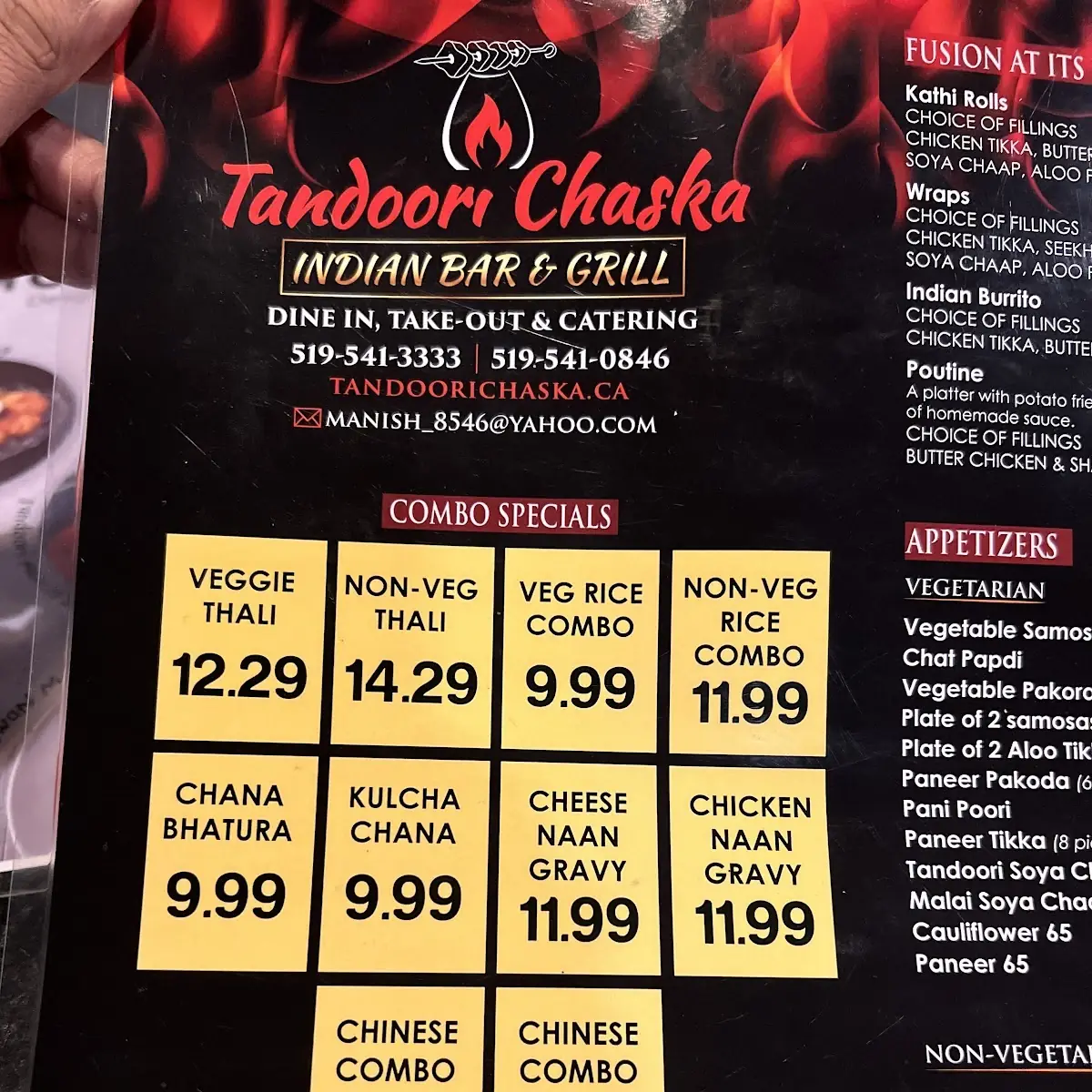 Menu, Tandoori Chaska