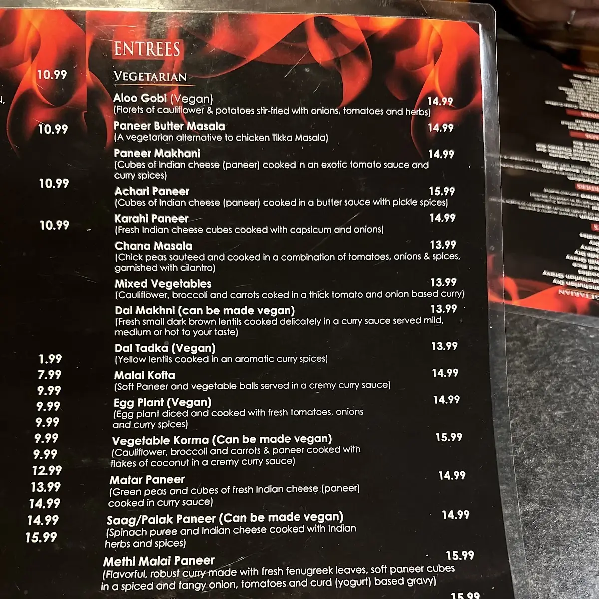 Menu, Tandoori Chaska