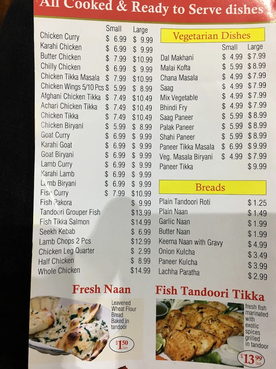 Menu, Warraich Meats Restaurant and Take Out