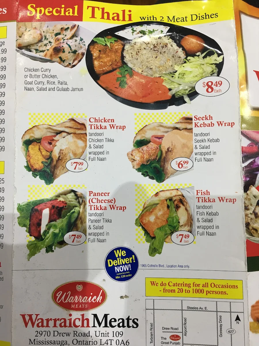 Menu, Warraich Meats Restaurant and Take Out