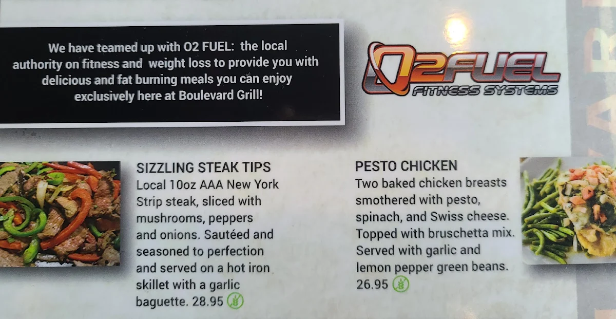 Menu, Boulevard Grill
