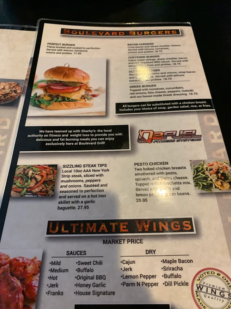 Menu, Boulevard Grill