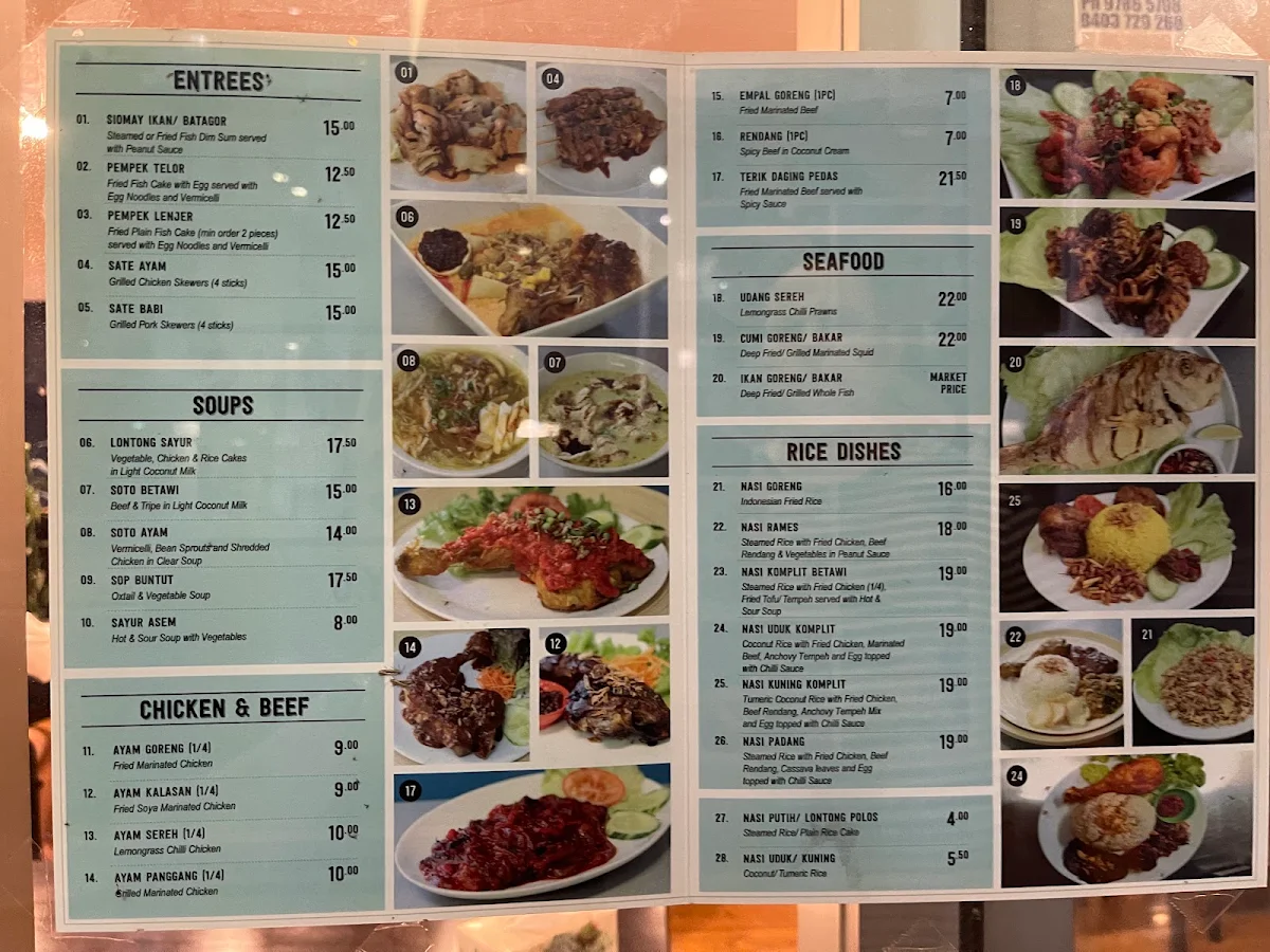 Menu, Betawi's Kitchen Indonesian Restaurant